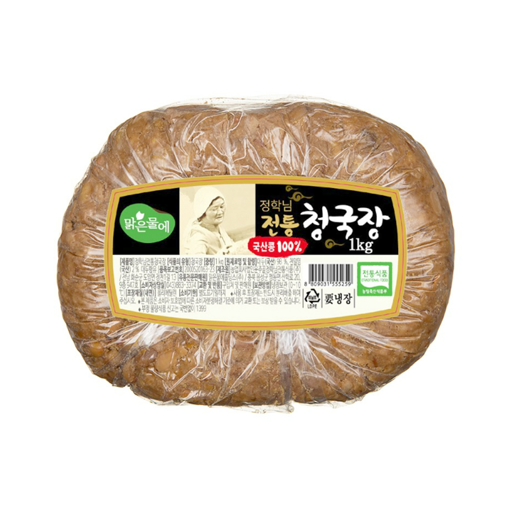 맑은물에 국산콩 운주골 정학님 전통 청국장 1kg : 맑은물에홀딩스