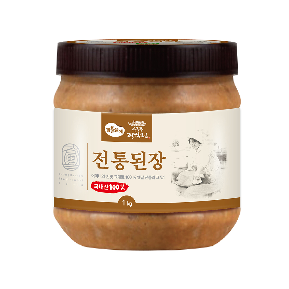 맑은물에 국산콩 운주골 정학님 전통 된장 1kg : 맑은물에홀딩스