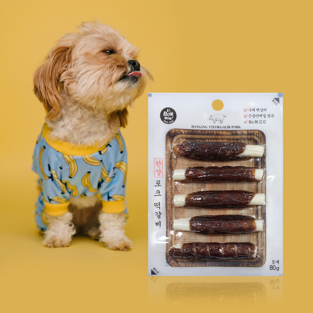 바우와우 강아지 간식 한상떡갈비 80g 포크 : 엘리트펫