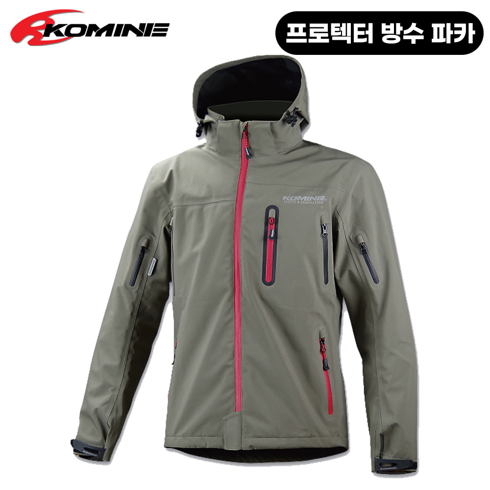 코미네 라이딩 라이더 상의 프로텍터 방수 자켓 파카 JK-555 올리브 : 올댓라이더