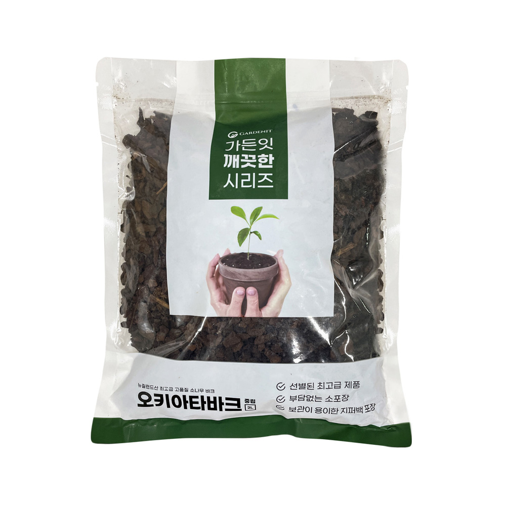 깨끗한 오키아타 바크 소포장 2L 소나무 껍질 분갈이흙 화분 파충류 마감재 바닥재 : 다농원예가든