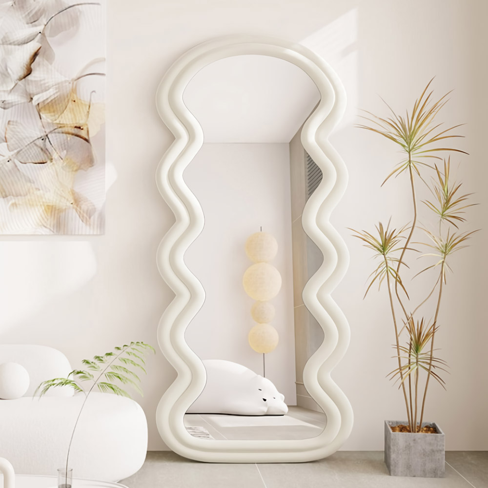 인테리어 웨이브 전신거울 벽걸이 현관 대형 미용실 와이드 스탠드 거울 : 프리메이드Homedeco