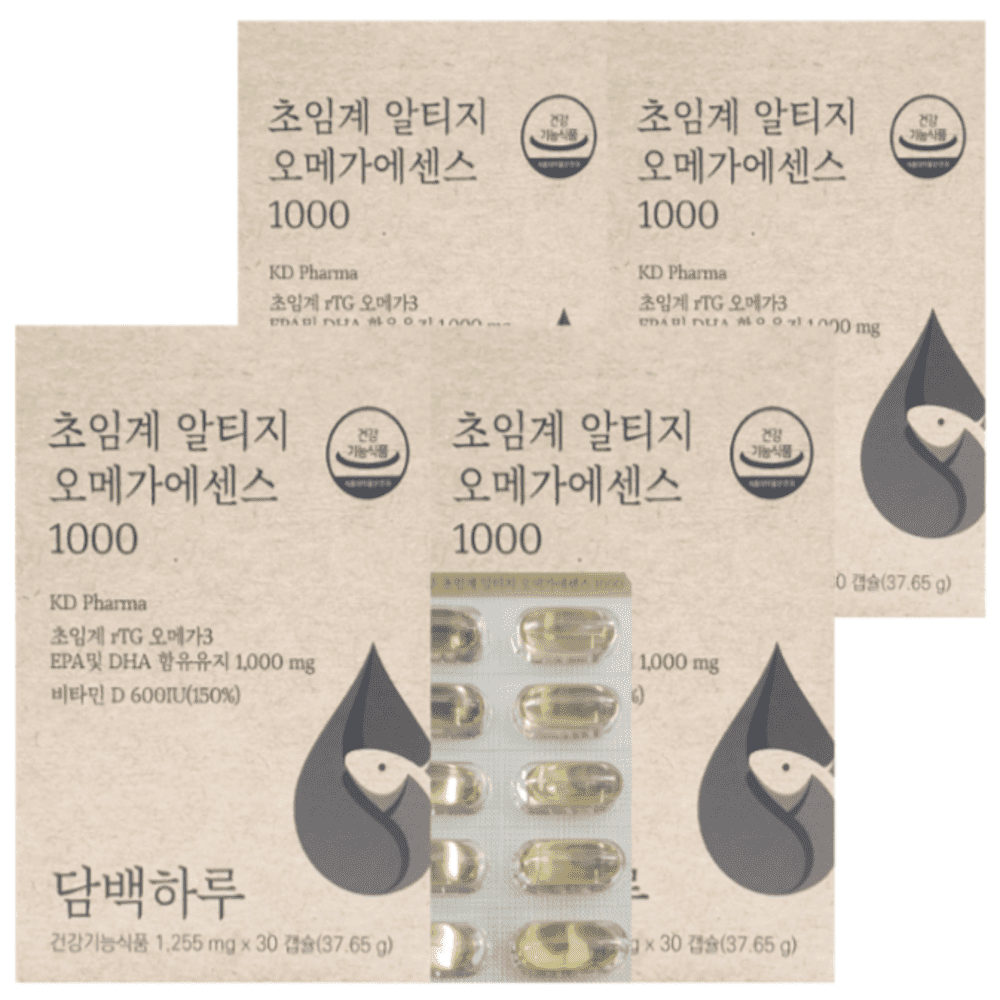 담백하루 초임계 알티지 오메가 에센스 1000 30캡슐x4박스 : 우주계