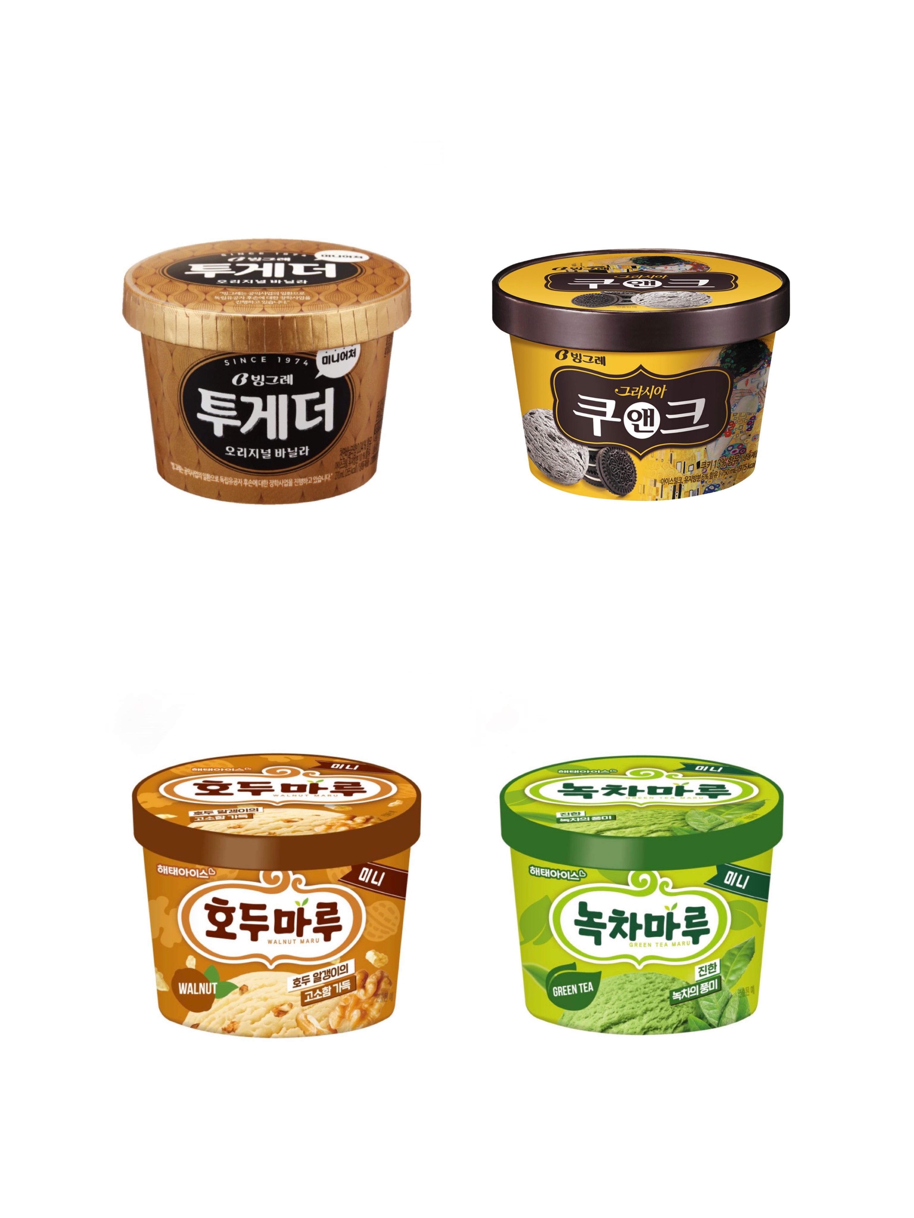 투게더 쿠앤크 호두마루 녹차마루 미니어처 골라담기 8개 홈 컵 아이스크림 아이들 간식 : 아이스크림 천국