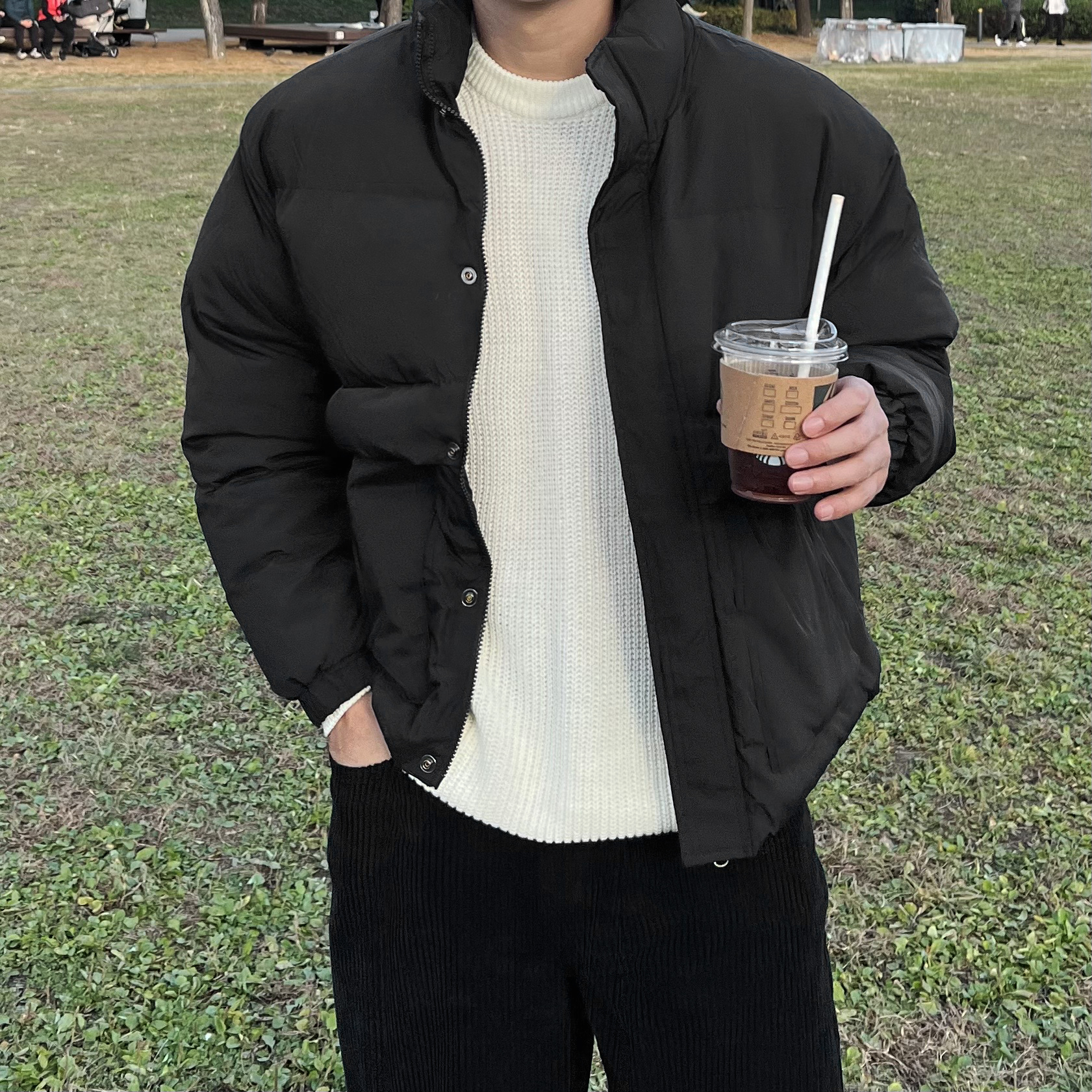 남자숏패딩 오버핏패딩 웰론 덕다운 남성아우터 겨울점퍼 : 하우온
