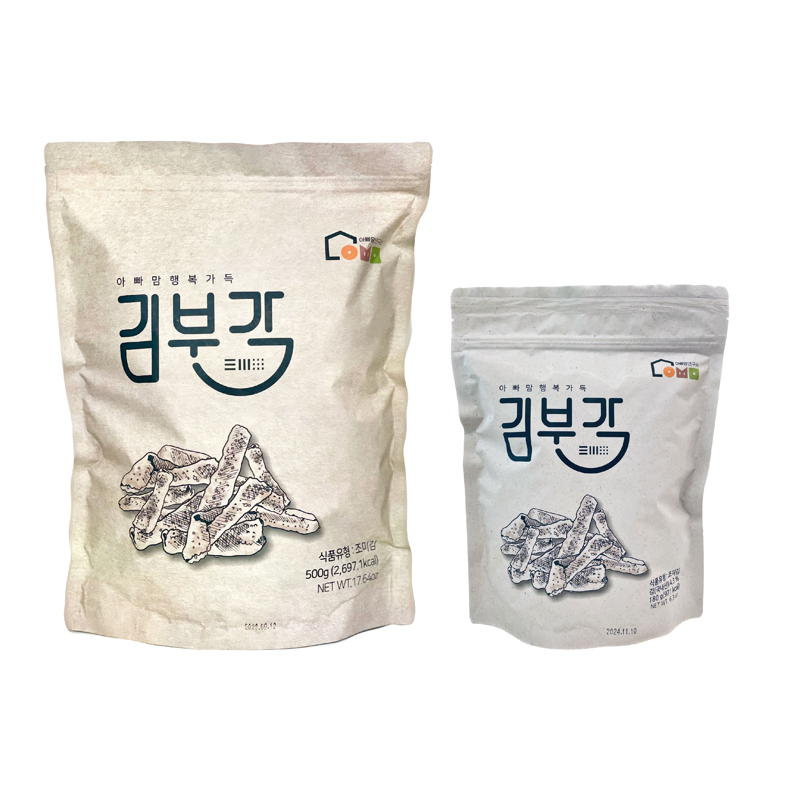 아빠맘 행복가득 김부각 180g, (대용량)500g 1봉 바삭한 식감의 영양간식 : 아빠맘연구소