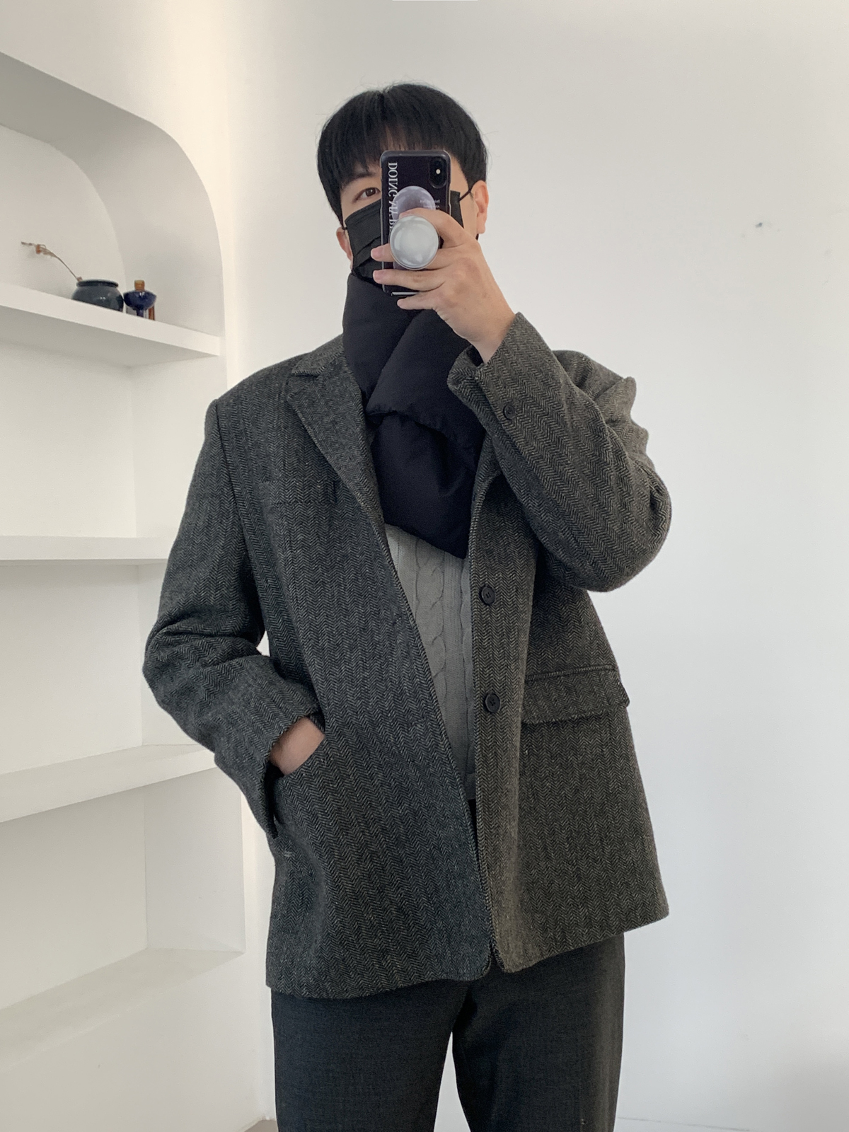 구스다운 거위털 패딩 목도리 3color : 로우데이