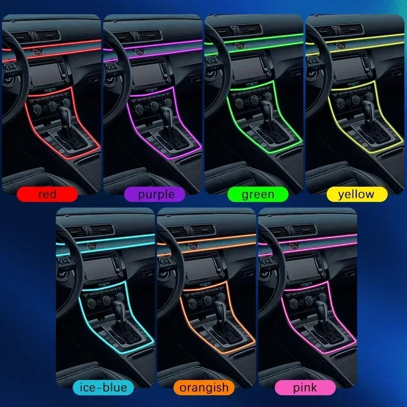 자동차 인테리어 장식 RGB 앰비언트 LED 라이트 스트립 USB 광섬유 분위기 네온 보이지 않는 센터 콘솔 문짝 램프 : 아이언아이언