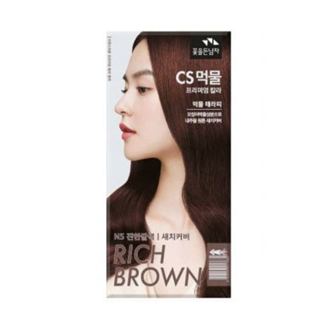 꽃을든남자 염색약 새치 커버 먹물 컬러염색 진한갈색 컬러염색 새치 커버 칼라염색 오징어먹물 염색약 : 키킹샵