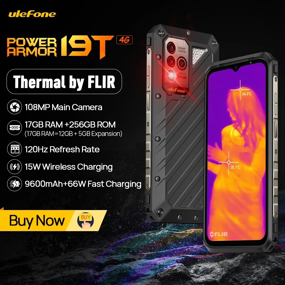 Ulefone 파워 아머, 19T 열 화상 카메라 FLIR, 월드 프리미어®헬리오 G99 66W 핸드폰, 17GB RAM + 256GB ROM 견고한 휴대폰 : 키미온
