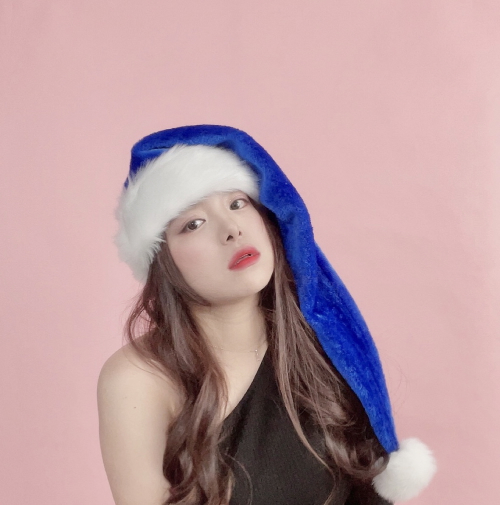 0541 롱산타모자 크리스마스모자 셀프스튜디오 블랙 눈송이 성탄절 스튜디오 촬영 신년 파티 : 해해해