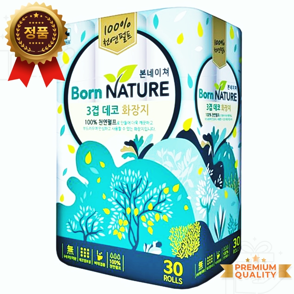 33m 하이재지 천연펄프 본네이처 물에잘녹는휴지 30롤 먼지없는 : 클로버럭키