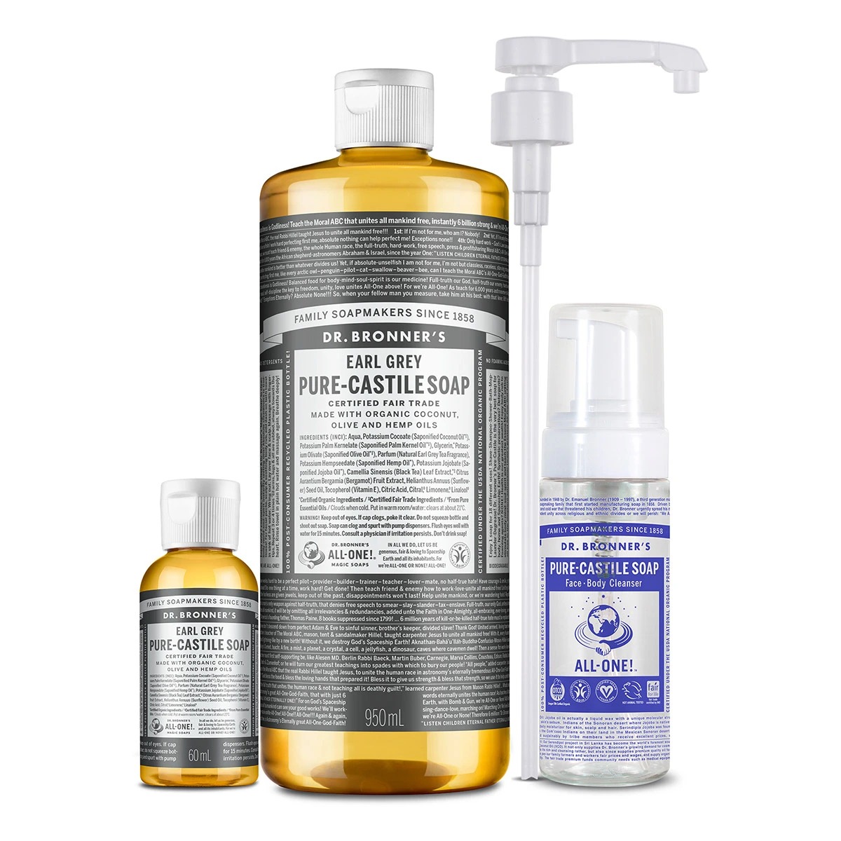 닥터브로너스 캐스틸 솝 클렌저 950ml+60ml 바디워시 거품용기 전용펌프 코스트코 : 코코헤븐