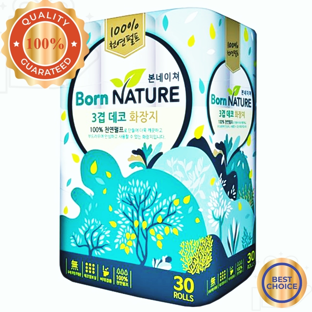 두루말이 대용량 3겹 33m 30롤 본네이처 데코천연화장지 부드 : 클로버럭키