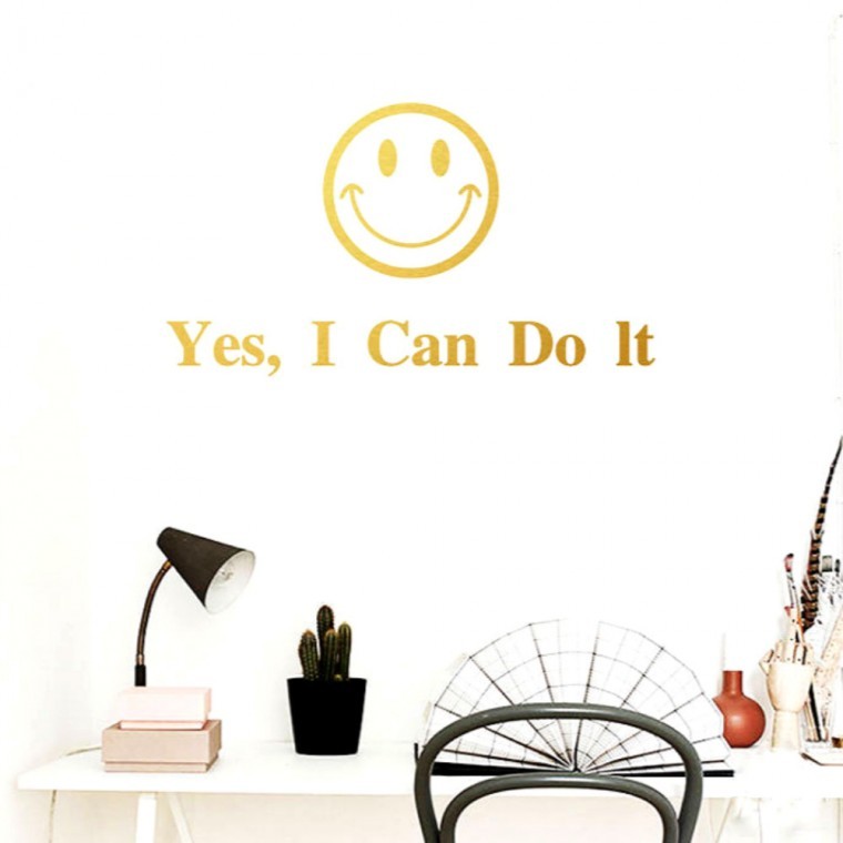 2종 I can do it 벽장식 스티커 아이캔두잇 소품 골드 블랙 : 10 billion co