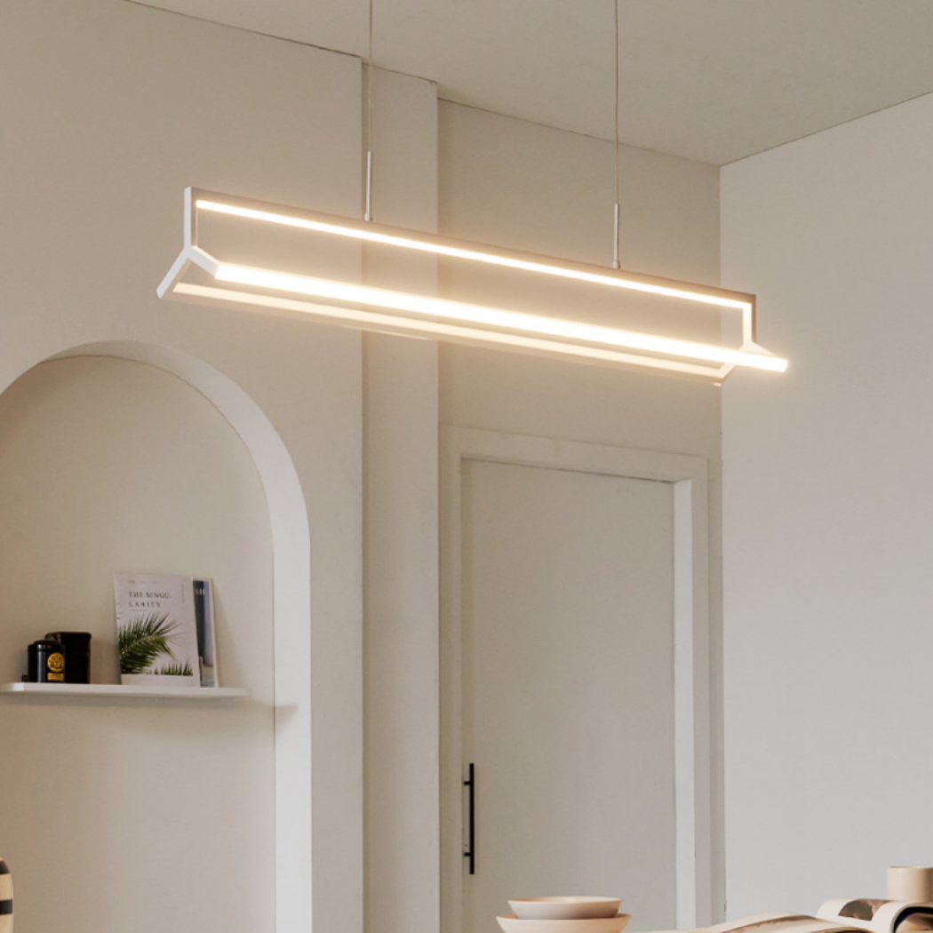 가우디 LED 50W 일자 화이트 심플 감성 포인트 식탁 카페 인테리어 펜던트 조명 등 : 제이라이팅.