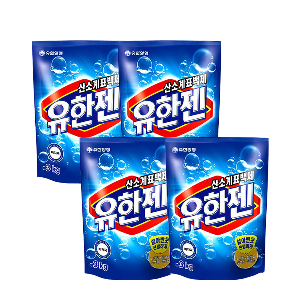 유한락스 산소계표백제 유한젠 분말형 리필 3kg x4개 : 크린다미