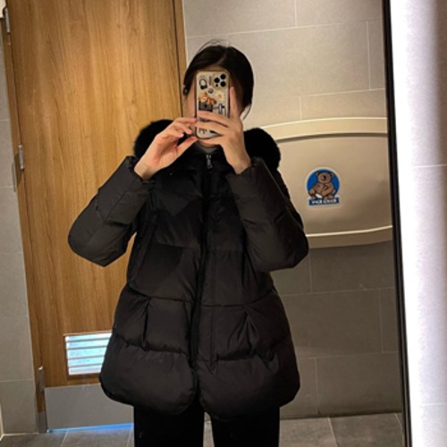 폭스후드패딩 가벼운 에이라인 여성스러운 폭스퍼 편한 넉넉 예쁜패딩 겨울 : 셀렉트 마켓