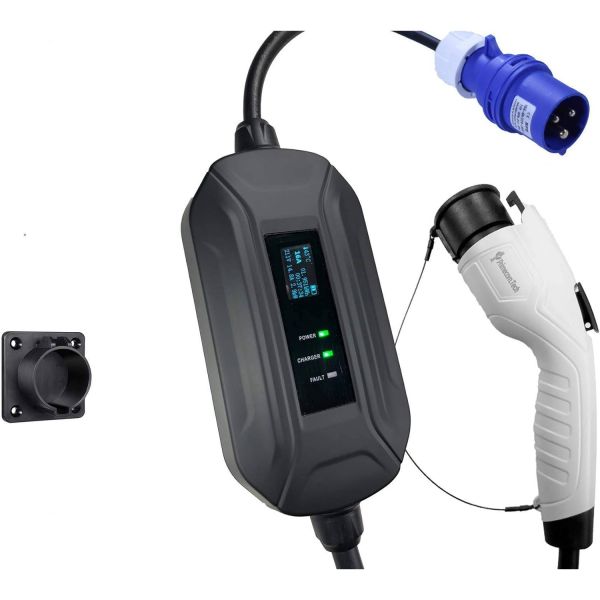 포트 충전 1종 (J1772) 미국 레벨-2(EV) (220V, 16Amp) 휴대용 EVSE 스마트 전기차/자동차 충전기 1015M, 영 CEE Mennekes 16-Amp : 테라듀