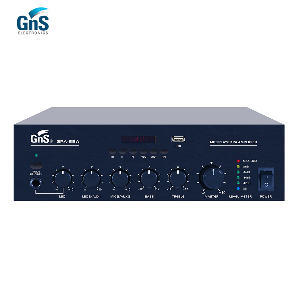 GNS GPA65A - PA앰프 전관방송 매장용 하이로우선택 (USB MP3) : 벧엘소리사