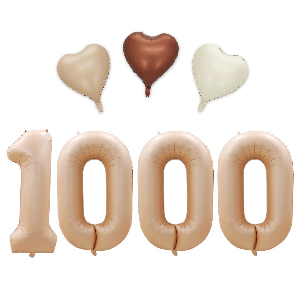 [해피쏘굿] 1000일 40인치 대형 크림/베이지 숫자 + 하트 풍선세트 베이지 숫자세트 : 88점빵
