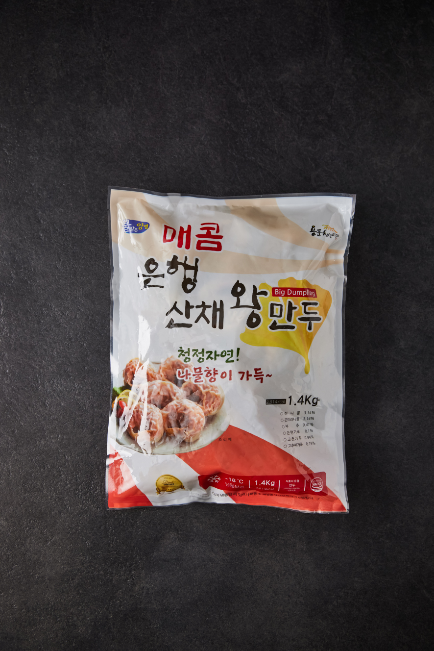 매콤 은행산채왕만두 1.4kg_용문천년시장 PB상품 : 협동조합맑은사람들