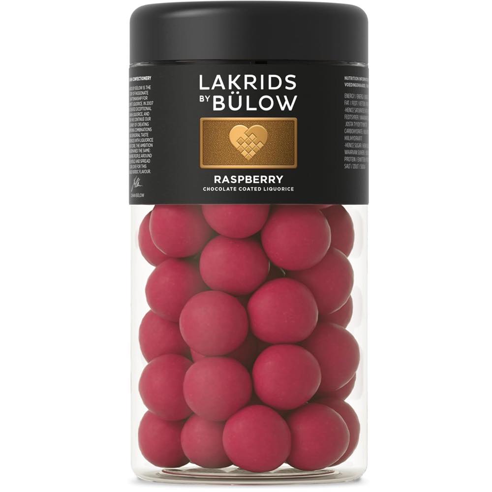 라크리스 LAKRIDS BY BULOW 크리스피 로즈베리 295g 덴마크 화이트 초콜릿 딸기 선물용 통 글루텐 프리 : 인스타랩