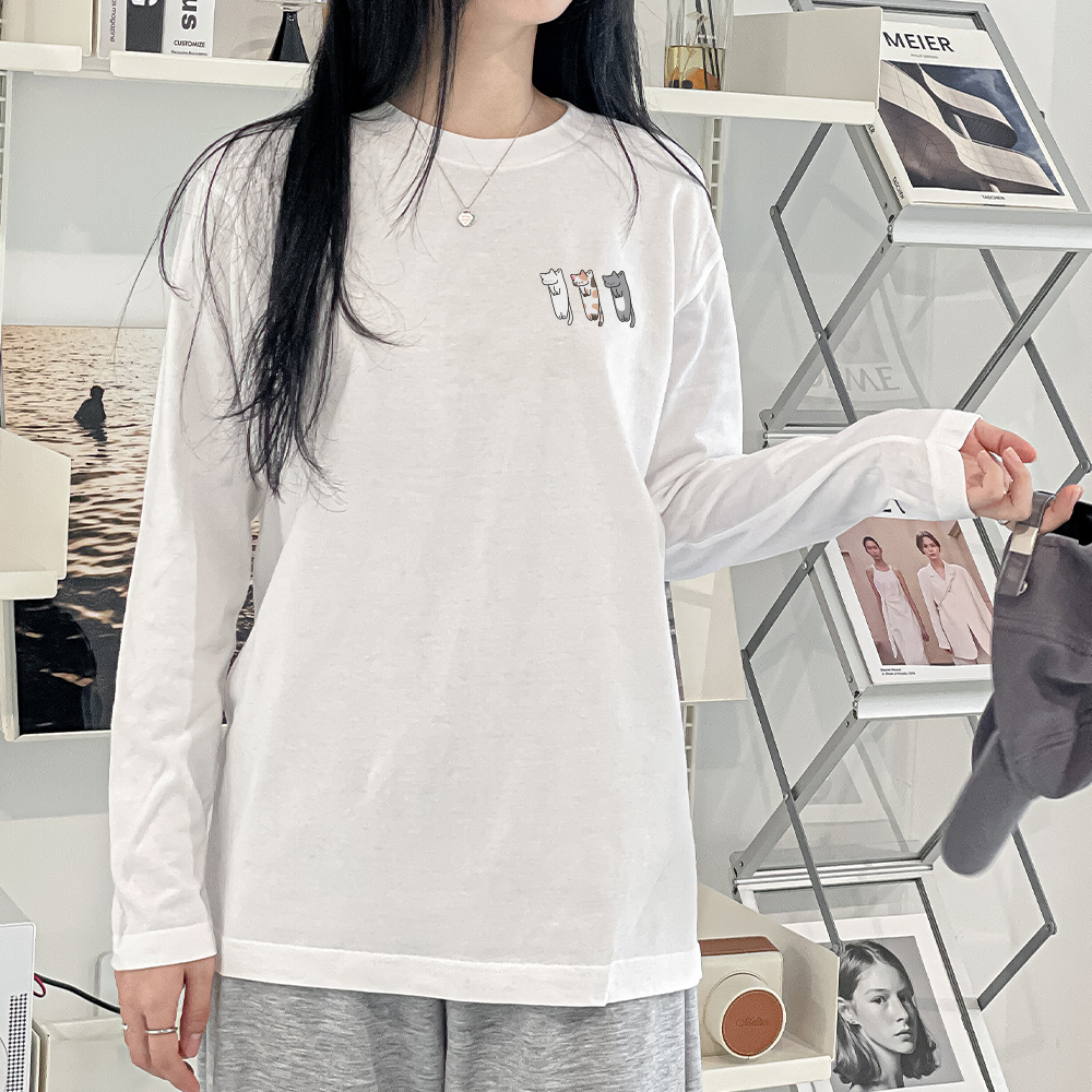 여성긴팔흰티 롱티셔츠 면 이너티 : 험블스튜디오