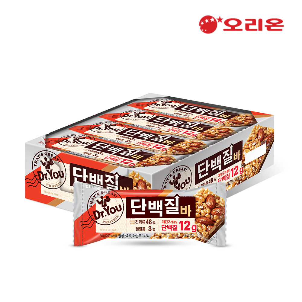 오리온 닥터유 단백질바 주머니쏙(34g) x 12개 과자 간식 초콜릿 초코바 에너지바+ (주문건수 2건이상)알알이쏙 증정 : oneline20