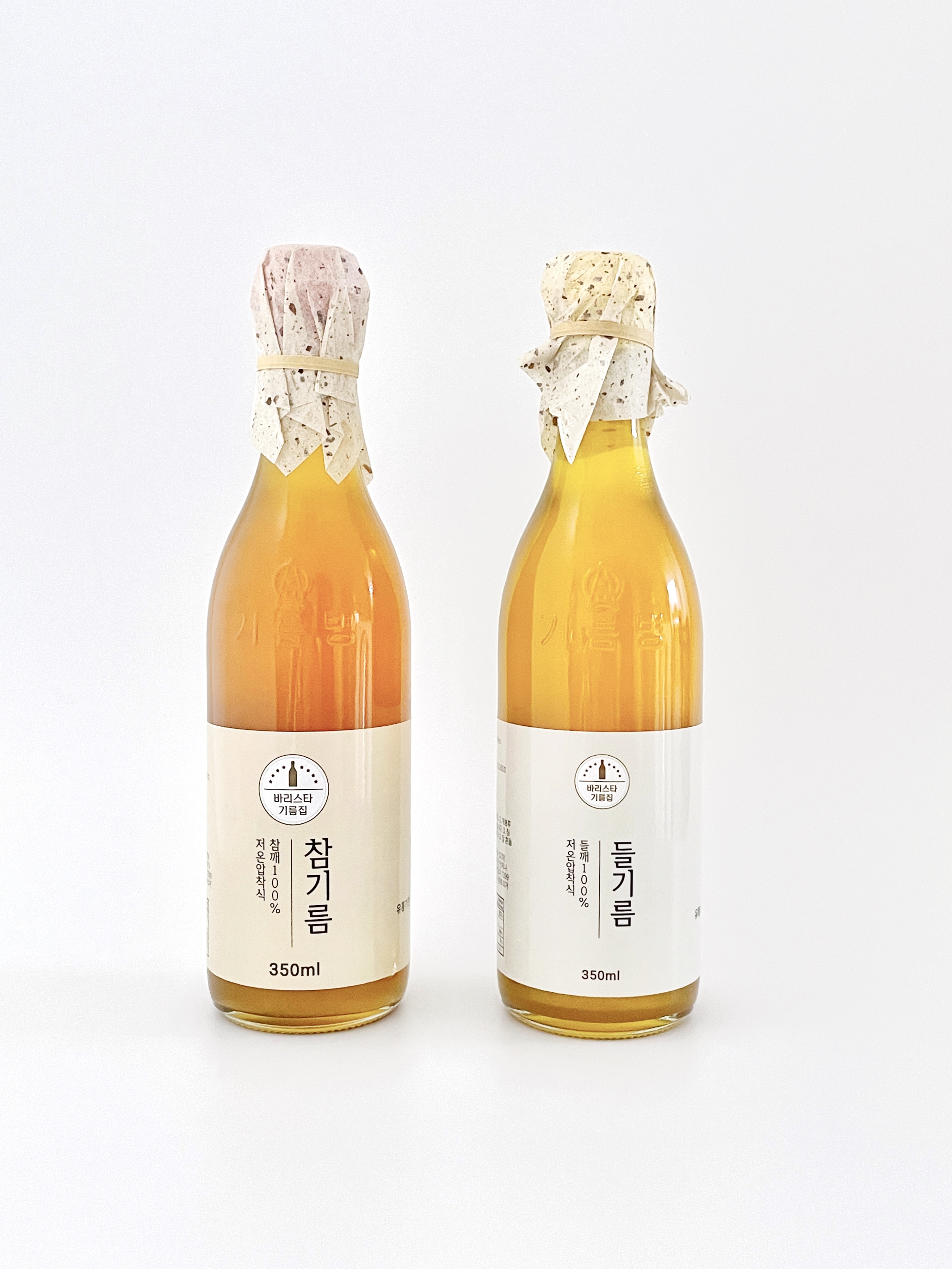 바리스타기름집 저온 압착식 참기름 들기름 350ml 2병세트 : 바리스타 기름집