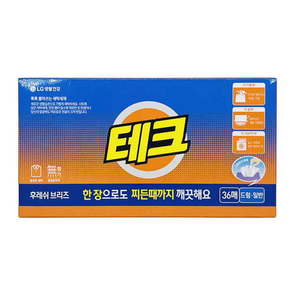 엘지생활건강 테크 간편시트 후레쉬 브리즈 36매 : 다사마트