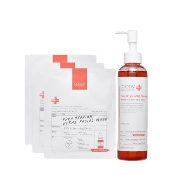 쿠피 연어 약산성 아크네클렌징 200ml 1개+더마 페이셜 마스크팩 5매SET 3개 : 구하리마켓