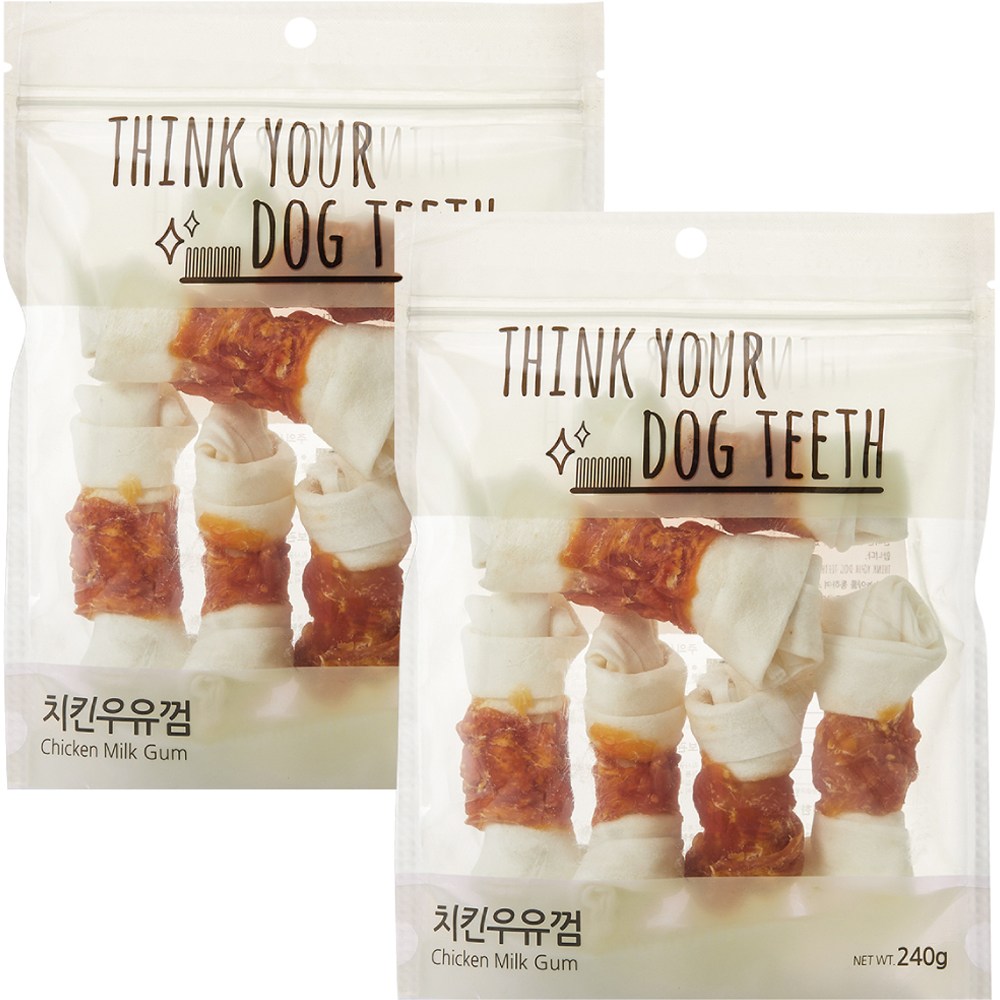 강아지 Think your dog teeth 치킨우유껌 중형 240g 6p 치킨 2개 : 88점빵