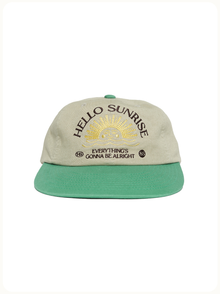 [헬로선라이즈] Washed HS Arch Logo 6Panel Cap (Beige / Vintage Green) 아치로고 6패널 캡 : 레이지리버