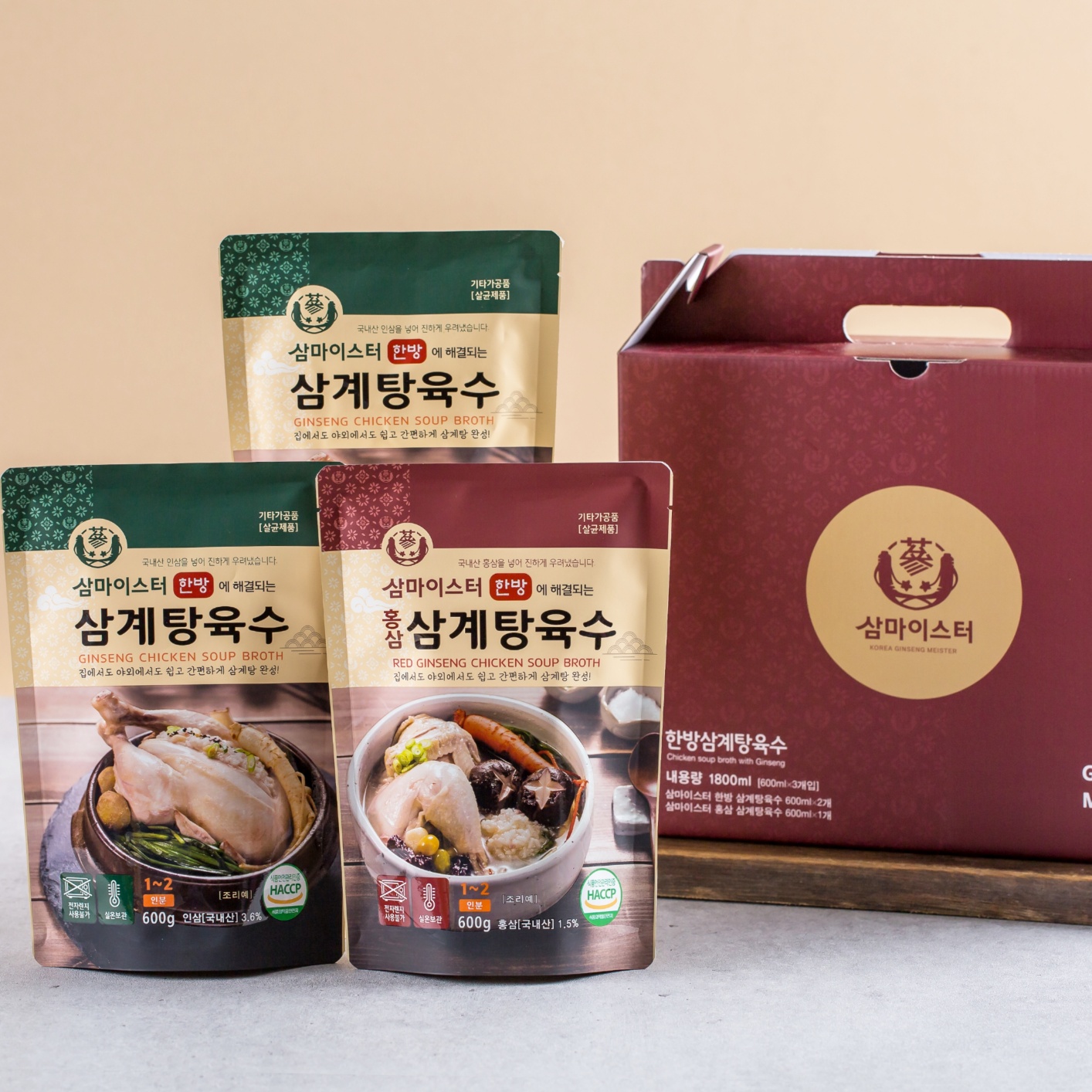 삼마이스터 한방 인삼 홍삼 삼계탕 육수 선물세트 : 삼마이스터