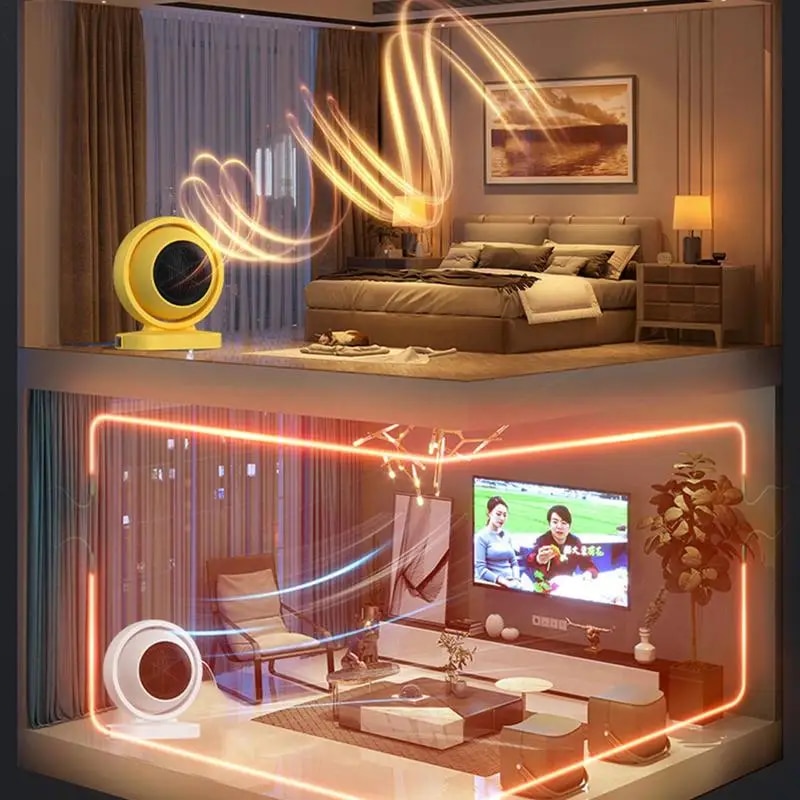 nine  음소거 세라믹 전기 히터 휴대용 데스크탑 선풍기 히터 따뜻한 공기 송풍기 미니 라디에이터 가정 사무실 워머 기계 380W : 젊은코퍼레이션