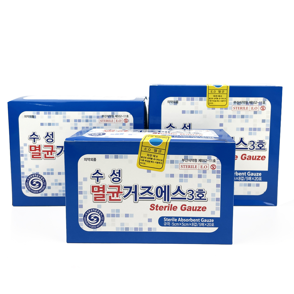 상처드레싱 멸균거즈 약국거즈 수성 멸균 거즈 엔 5cm : 제이엠팜