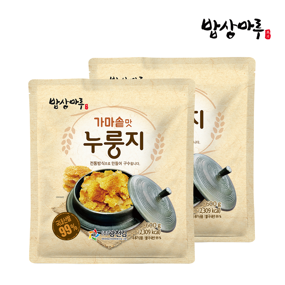 [밥상마루] 누룽지 600g 2봉 국내산 100% 가마솥 : 주식회사 광천김