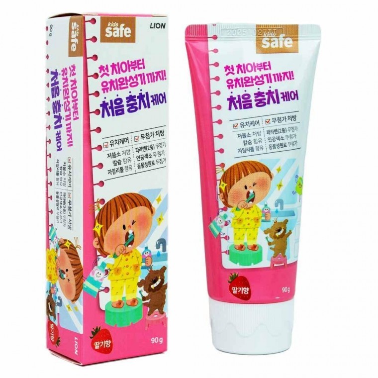 [3개] 딸기향 세이프 유치케어 치약 키즈 라이온 90g : 제이더블유허브