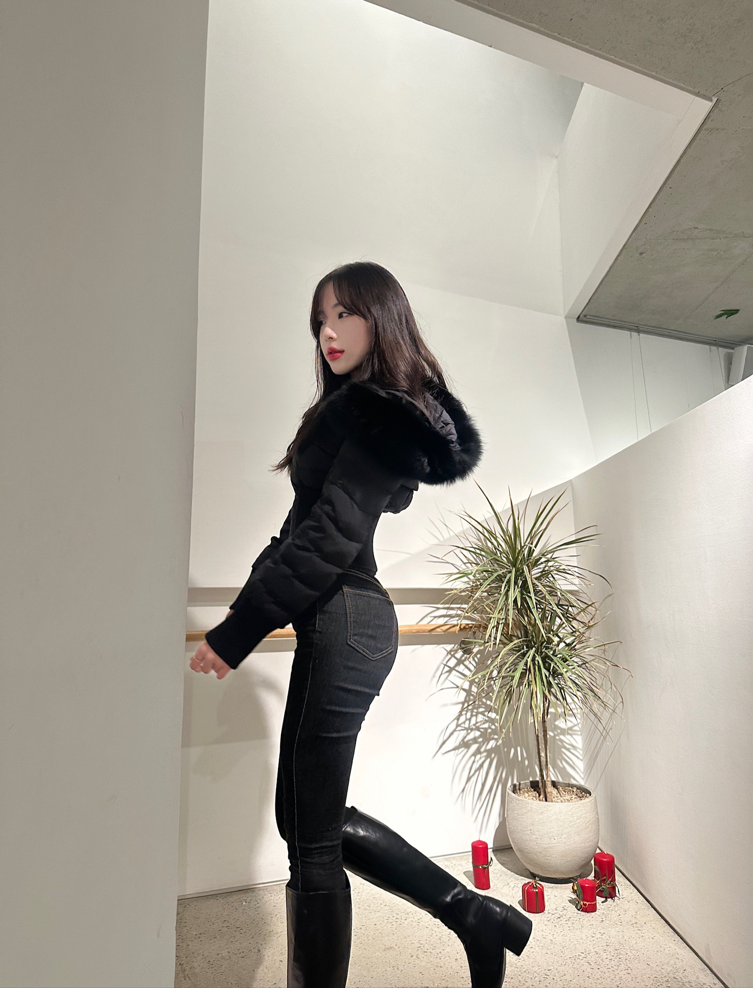 리얼퍼허리잘록숏패딩 : 도헤 Dorer