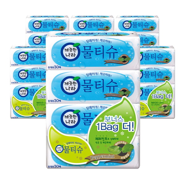 깨끗한나라 물티슈 여행용 30매 4입 6팩 : 라온리테일