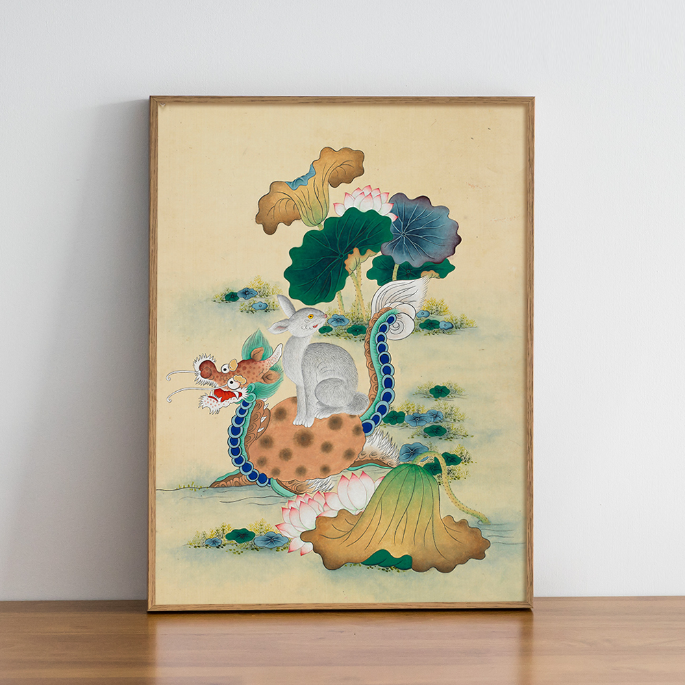 [그림닷컴] 용과 토끼 (수궁설화도), 박정은 민화 그림액자 : 그림닷컴