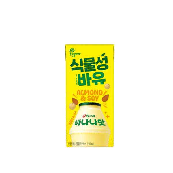 빙그레 식물성바유 바나나맛 아몬드두유 190ml 24팩 : 비아이푸드