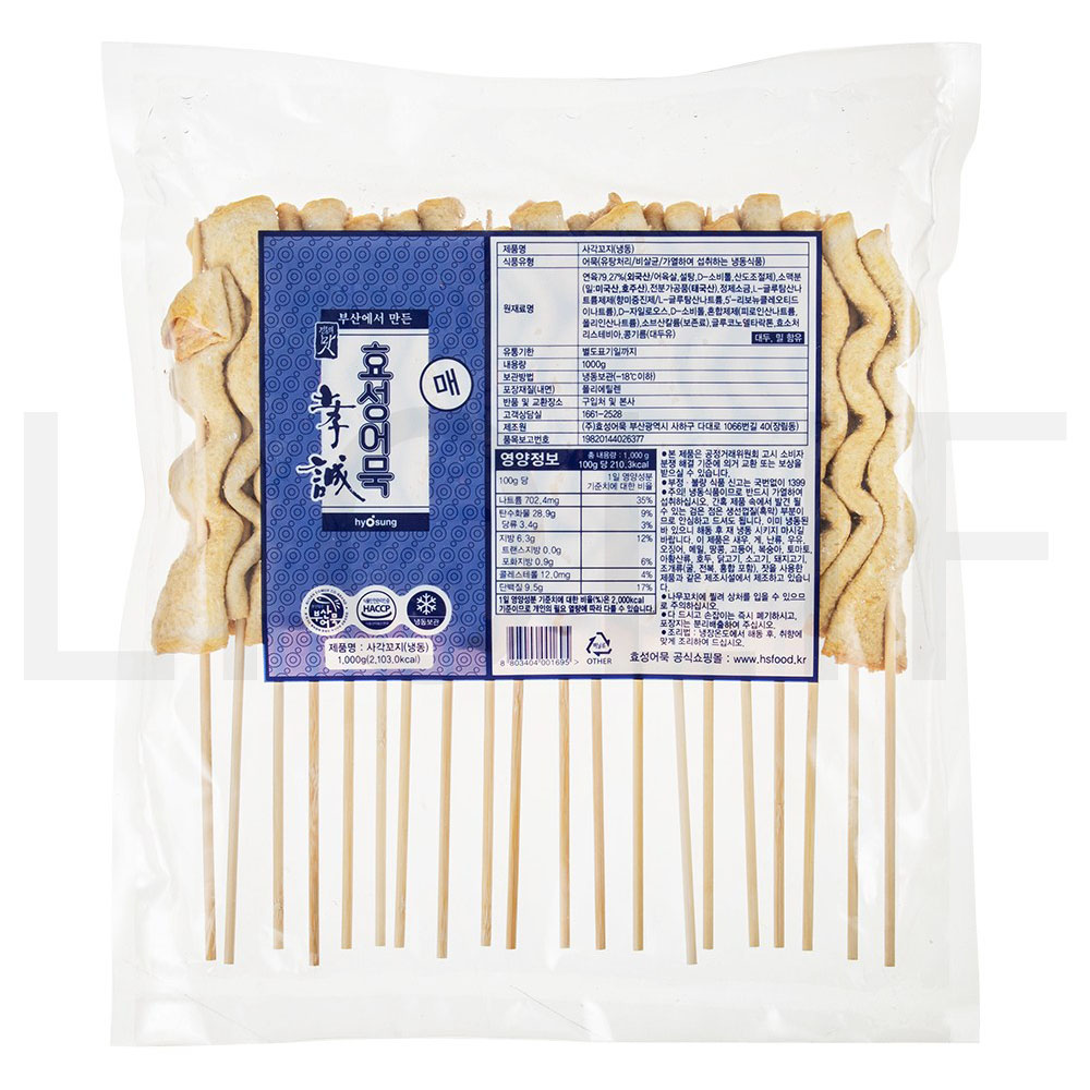 효성어묵 어묵 사각꼬지 (냉동) 1000g 1개 : SUPER SALE