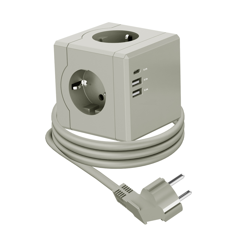 에코너 MT02 큐브 디자인 멀티탭 4000W 고용량 USB C타입 멀티 콘센트 1.8M : 케이하이몰