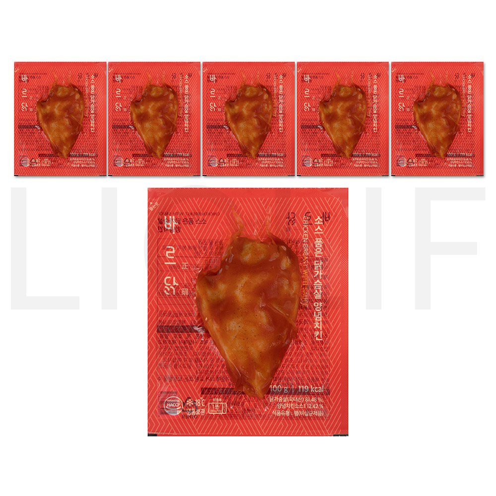 바르닭 닭가슴살 소스품은 닭가슴살 양념치킨 (냉동) 100g 6팩 : SUPER SALE