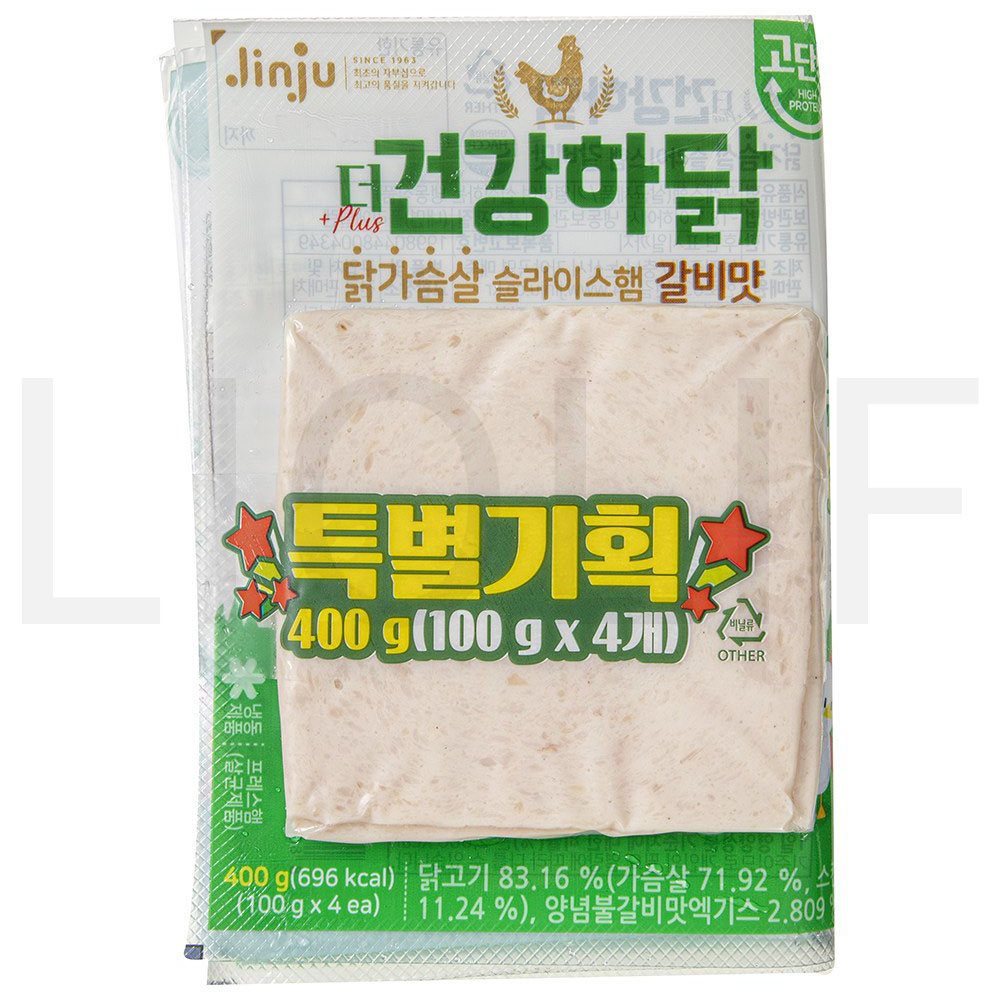 진주햄 햄 건강하닭 슬라이스햄 갈비맛 (냉동) 100g 4개 : SUPER SALE