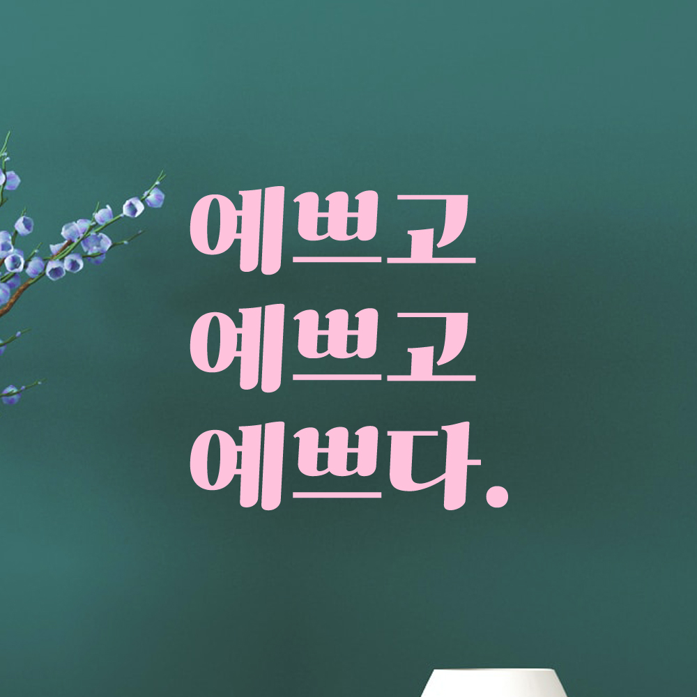 거울 옷가게 카페 레트로 폰트 레터링 스티커 예쁘고 예쁘다 LG-035S 검정 : 모노먼트