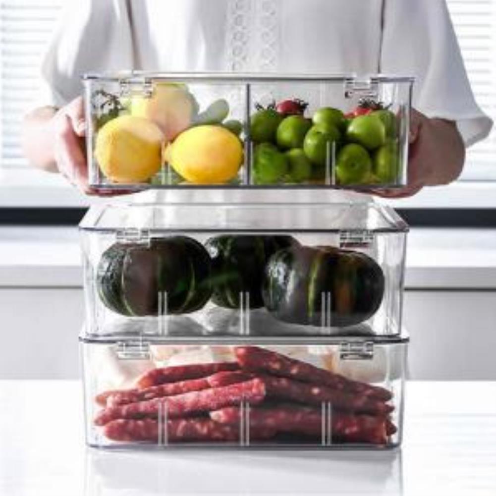 야채보관 냉장고정리함 고급형 칸막이 투명 냉장고정리용기 수납정리함 플라스틱서랍장 밀폐용기 : 해삐메이드