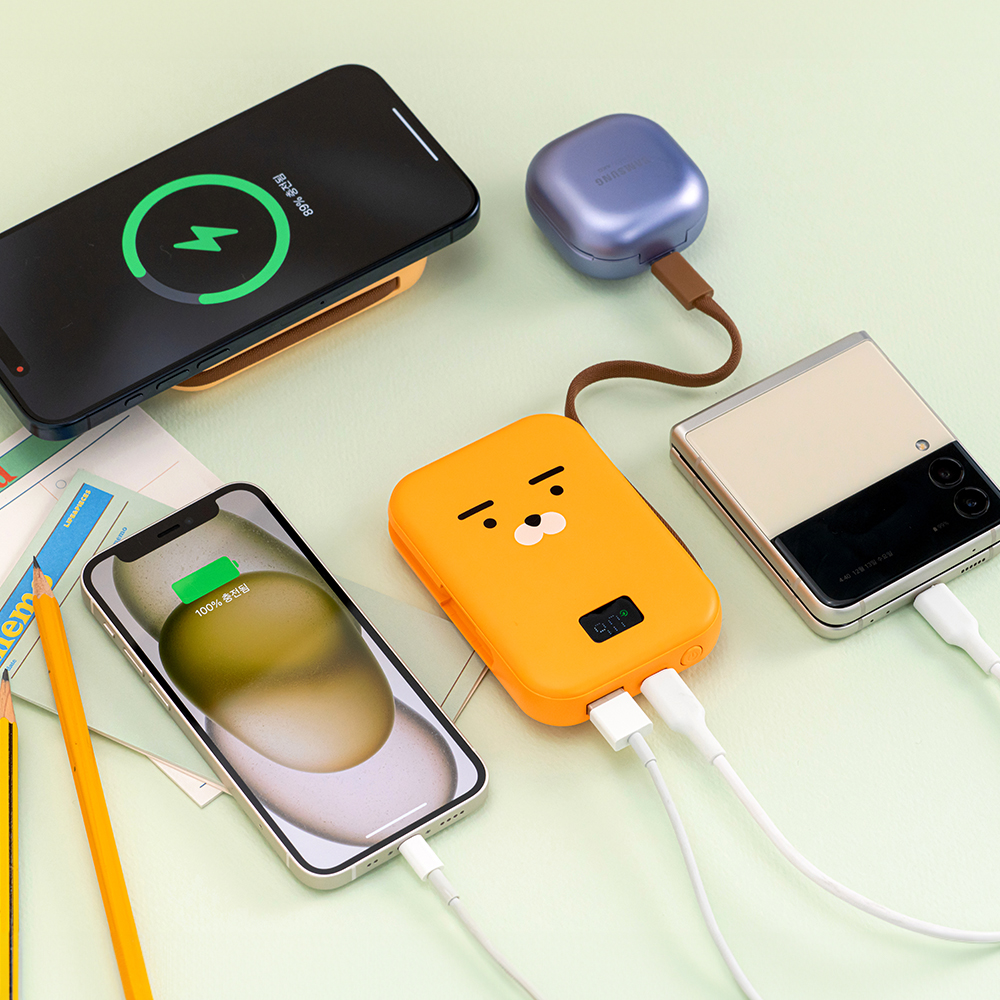 [고속충전] 카카오프렌즈 케이블형 맥세이프 보조배터리 10000mAh 춘식이 : 주식회사 리튬포어스